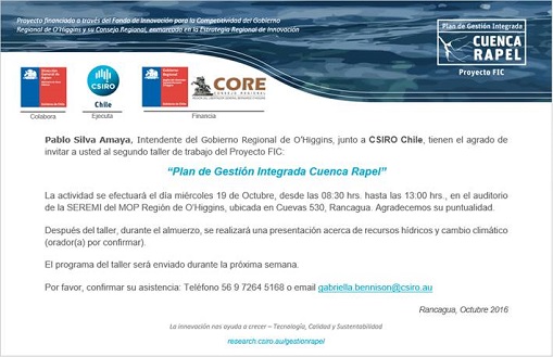 SCIRO REALIZA SEGUNDO TALLER PLAN GESTIÓN CUENCA RAPEL