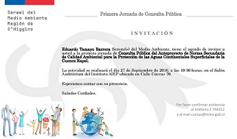 PARTE CONSULTA PÚBLICA ANTEPROYECTO NORMA CALIDAD AGUA RAPEL